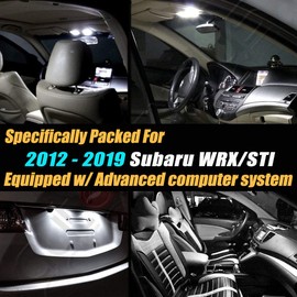 10Pc Canbus Error Free Super White 6000K Car Interior LED Light Kit Compatible with 2012-2019 Subaru WRX/STI Equipped w/Advanced Computer system