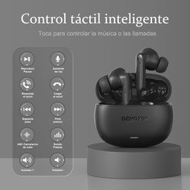GENGXIN Audífonos Inalámbricos, Audífonos Bluetooth 5.4, Auriculares Inalámbricos, 22 Horas de Batería, 16 mm Drivers con ENC, Micrófono, Auriculares con Cancelación de Ruido - Negro
