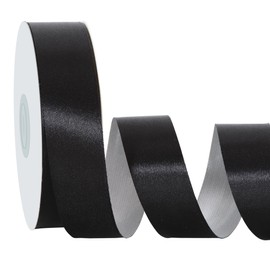 RIBBOOO Black Double Face Satin Ribbon, 7/8 Inch 25 Yards Fabric Silk Ribbon for Craft, Wreath Bow, Gift Wrapping, Wedding, Christmas Party Decoration