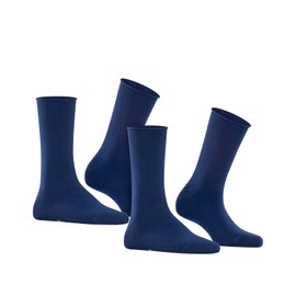 FALKE Women's Happy Double Pack W So Cotton Plain 2 Pairs Socks, Blue Royal 6000, 5.5-8