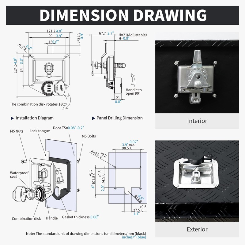 Loclink Combination Truck Tool Box Lock Replacement, 3 Digit Combination