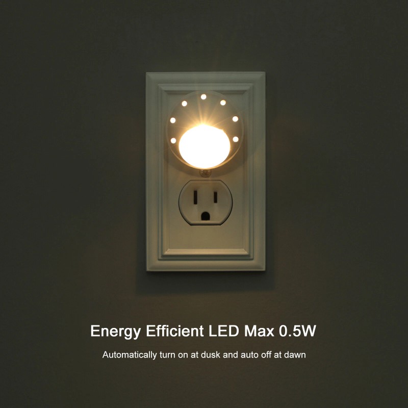 DEWENWILS Plug in Light Sensor Night Light Warm White LED