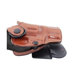 Leather Paddle OWB Revolver Holster with Retention Strap Fits S&W Performance Center Mod. 627 357 Mag 8 Shot 2-5/8''BBL Unfluted Cylinder, R/H Draw, Brown Color #1489#