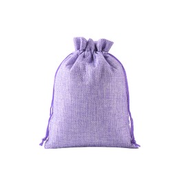 KONMAY Set of 10 20 x 30 cm Purple Jute Gift Bags with Drawstring, Large Jute Bag, Linen Bag, Hessian Jewellery Bag with Drawstring for Lavender Flowers, Jewellery, Gifts