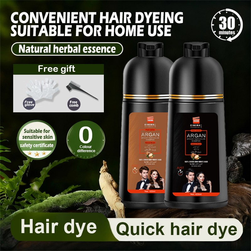 Brown Hair Shampoo 420ml With Argan Oil Instant Hair Dye