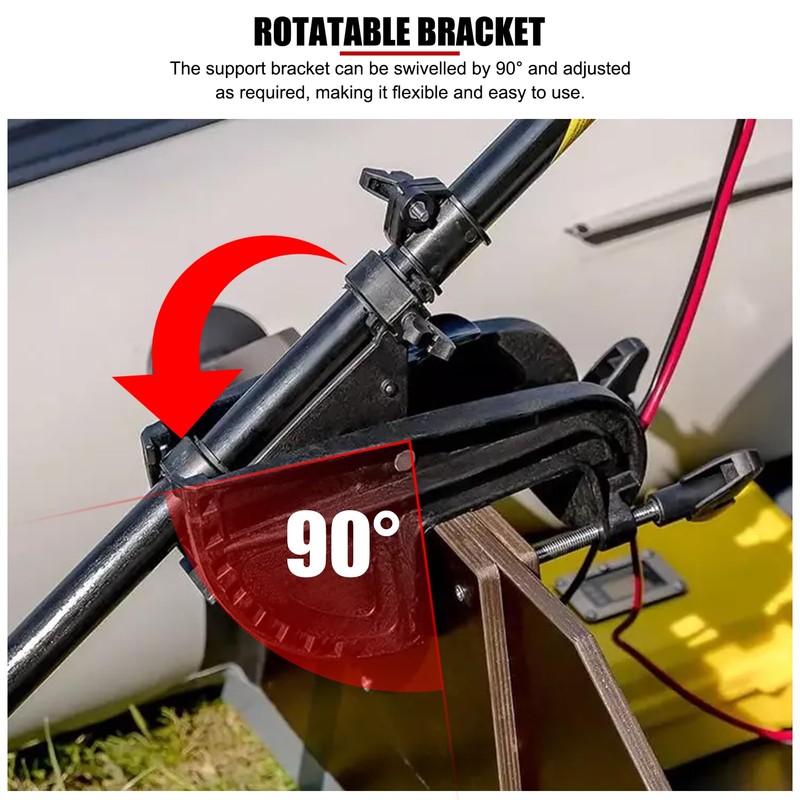 12V Electric Thruster Bracket for Inflatable Boats Kayaks, Adjustable 90°