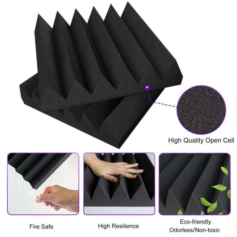 TroyStudio Thick Acoustic Foam Panels, 12 X 12 X 3