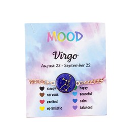 Elefezar Mood Sensing Color Changing Constellation Bracelet, 18K Gold Plated 12 Zodiac Jewelry For Emotion Regulation, metal, no gemstone