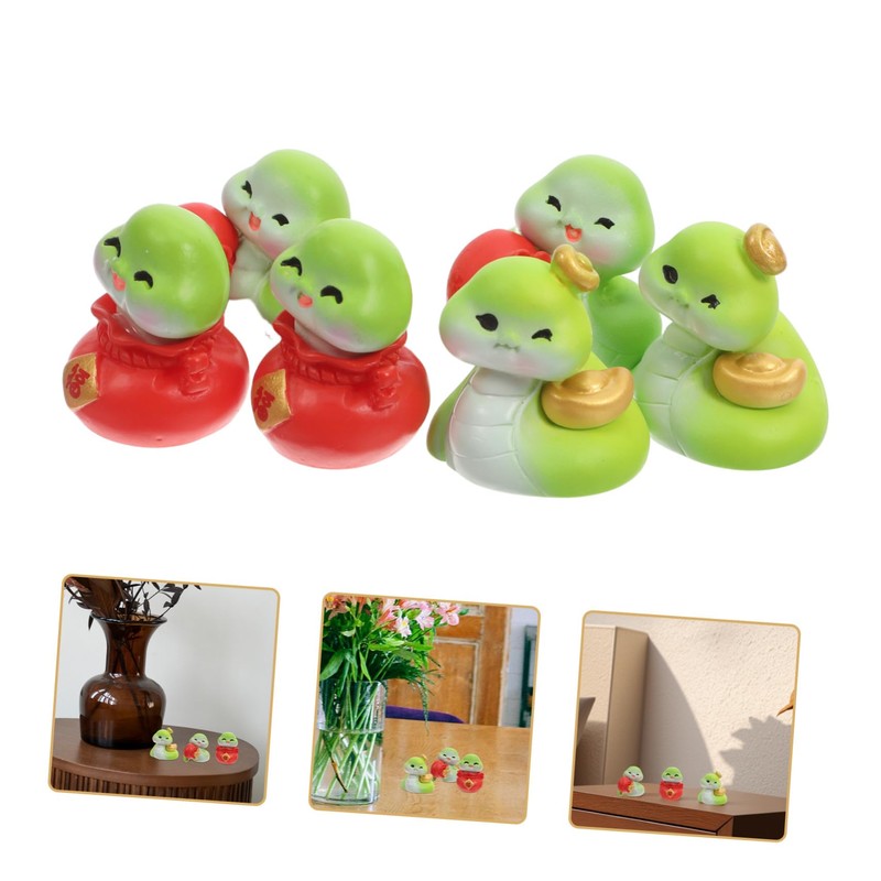 iplusmile 6 Pcs Year Snake Resin Figurines Charming Feng Shui
