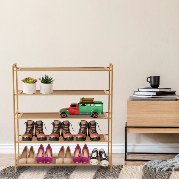 Unbranded 5 Layers Natural Wood Bamboo Shelf Entryway Storage Shoe
