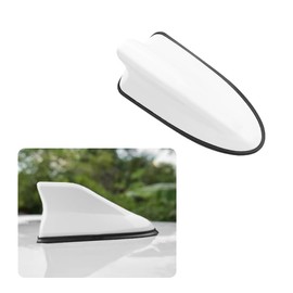 Fashionable Shark Fin Shaped Car Antenna,Car Short Antenna Cover Replacement with Adhensive Mat for Car Decor,Universal and Colorful Exterior Accessoire Voiture Fit for Most Cars (White)
