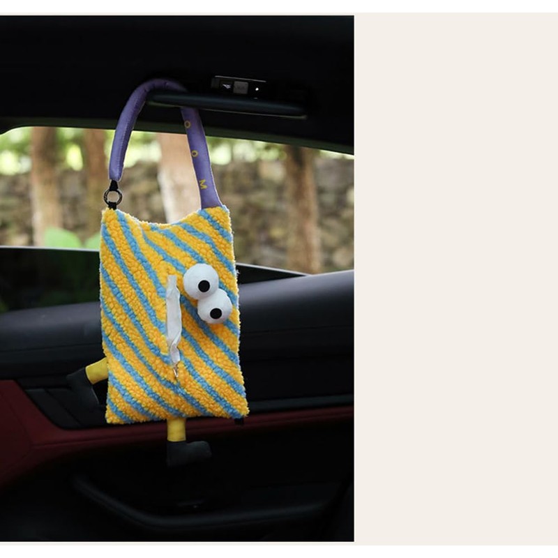 Clapoyis Hanging Tissue Case, Adorable Car Tissue Cover, Fabric (Yellow)