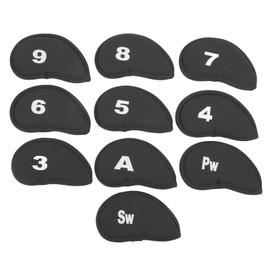 10Pcs Golf Iron Covers Set Clear Numbers Soft Protective Golf Head Cover for Golf Exercise Black