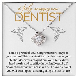 New Dentist Necklace Message Card Box Love Knot Standard - I Am So Proud Of You - Appreciation School Student Dental Specialist Periodontist