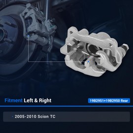 Autoround 19B2951 19B2950 Brake Caliper with Bracket fit for Scion TC 2005 2006 2007 2008 2009 2010, Rear Driver and Passenger Side, 2-PC Set