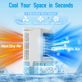 Portable Air Conditioners - Evaporative Air Cooler - Mini Personal Air Conditioner - 4-in-1 Small Ice Fan Air Cooler for Bedroom Camping Office