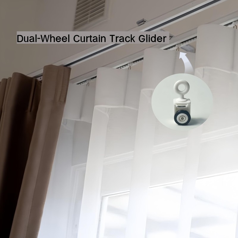 Curtain Track Pulley Wheels 20 Pack, Dual‑Wheel Quiet Heavy‑Duty Rollers