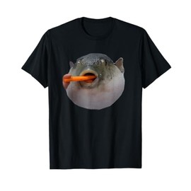 Pufferfish Eating a Carrot Meme Funny Blowfish Dank Memes T-Shirt