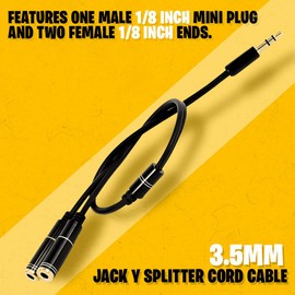 REALMAX® 3.5mm Audio Y Splitter Cord Cable for Speaker Headphones Earphones Earplugs