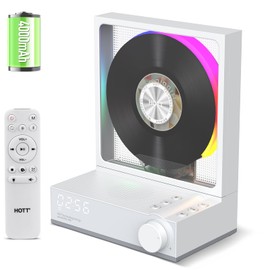 Portable CD Player,Retro Bluetooth 5.3 CD Players for Home,Music Player with HiFi Speaker,4000mAh Recheageable/Remote Contro/RGB Night Light/Sleep Timer/U Disk/Micro SD/AUX Desktop CD Players (White)