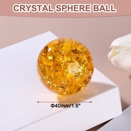 sourcing map 40mm/1.6" Crystal Sphere Ball Ice Cracked Glass Solid Decorative Sphere Crystal Ball Prop Ornament for Feng Shui Divination Fortune Telling Tabletop Fountain Decoration, Amber