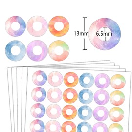 Top Label Multicolor Hole Reinforcement Stickers, 0.25 Inch, 2000 Pcs, Vinyl, Modern Style, Rainbow Theme, Self-Adhesive, Single Use, Indoor, School, Home, Office, Notebooks, Binders, Calendars