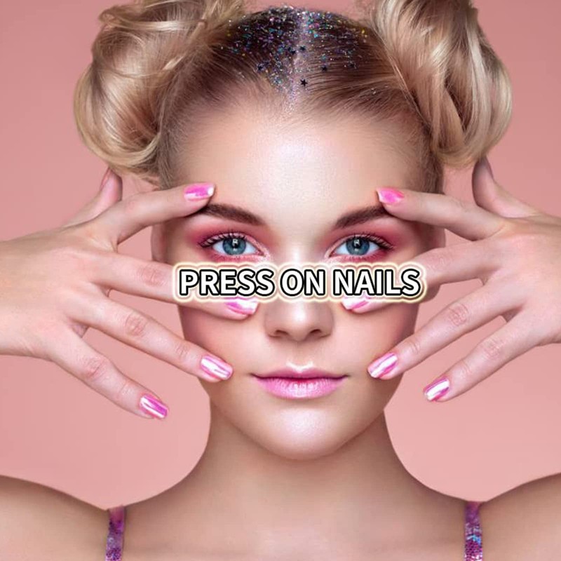 Ricefod Press on Nails Long Square, Reusable False Nails Press