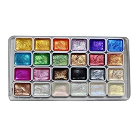 24 Colors Watercolour Paint Set, Watercolor Set, Metallics Watercolour Paints, Glitter Watercolour Solid Paint Box, Glitter Watercolour Paint Set For Painting, Colouring