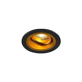 Qazqa Recessed Modern Chuck Round Black with Gold & Brass Interior Lighting/Living Room/Bedroom/Kitchen Metal Round LED GU10 Max 1 x 50 Watt