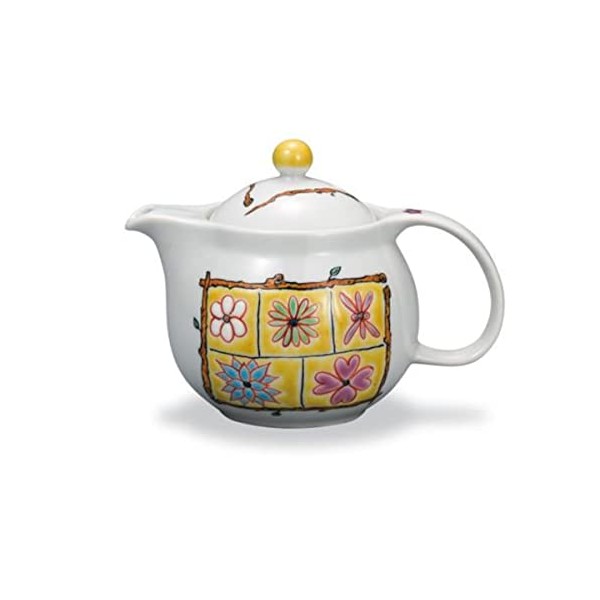 Kutani Ware AP6-5078 Pot Teapot Flower Box Yellow by Reiko Iwata
