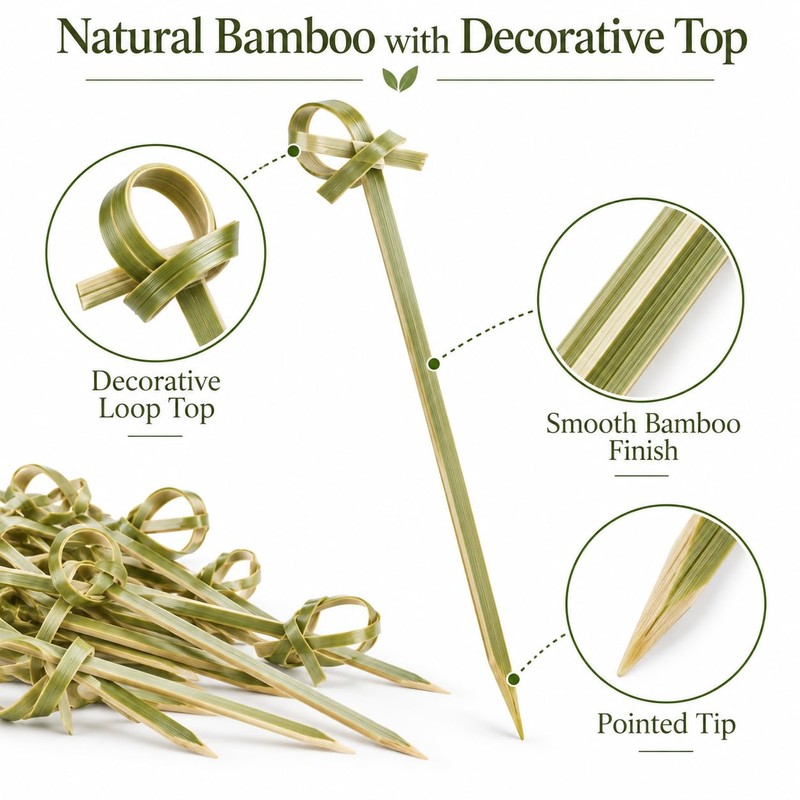 300PCS Cocktail Sticks, 9cm Bamboo Skewers