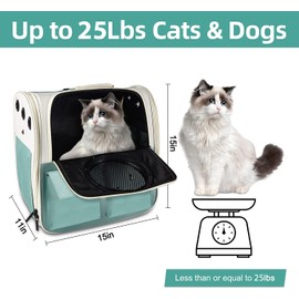 Top tasta Cat Backpack Carrier, Airline Approved, Ventilated Design, Breathable Mesh for Small Cats and Dogs for Hiking and Camping, Carry Up to 25 Pounds (Blue Upgrade)