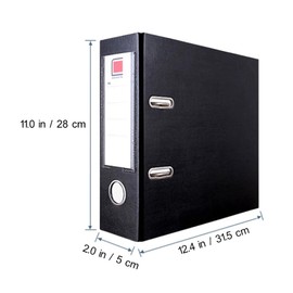 NUOBESTY Project Folders Lever Arch File Folder A4 Plastic Paper Organizer Binder Wallet with Clip and Finger Grip Hole for Office Home Supplies Black