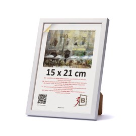 3-B LUND Picture Frame, White, 15 x 21 cm (A5), Wooden Frame, Photo Frame, Portrait Frame with Acrylic Glass