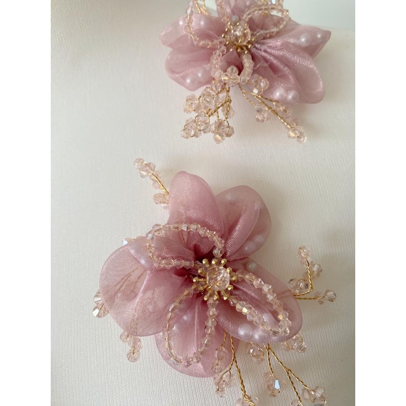 3 Pcs/Set Crystal Three-Dimensional Flower Decoration Patch Trim Shiny Hand-Stitched