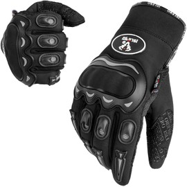 Islero Motorcycle Gloves for Men & Women, Touchscreen Breathable Heavy Duty Motorbike Gloves can be used in summer, Hard Knuckle Protection, Faux Leather Racing Gloves Idea for Road biking (Black, XL)