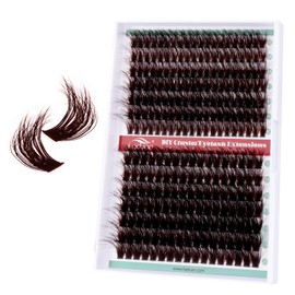 FADVAN Dark Brown Fluffy Wispy 3D Volume Lash Clusters - D Curl 15-20mm, Easy Apply Individual Eyelash Extensions