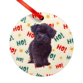 Yorkie Poo Dog Black Christmas Round Ornament New