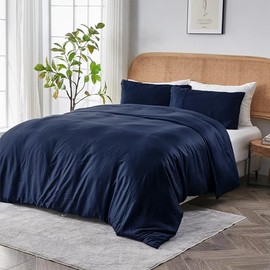 SIJO AiryWeight Tencel Duvet Cover, 100% Lyocell Derived from Eucalyptus, Buttery Soft, Best Cooling Sheets by Architectural Digest (Sapphire, Full/Queen 90"x90")
