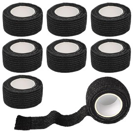 Chewarelly 8 Pack 1 in x 5 Yards Cohesive Wrap Self Adhesive Bandage Wrap Elastic Self Adherent Wrap Self Stick Vet Tape for Athletic, Wrist, Ankle, Knees, Pets (Black)
