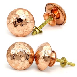 5MOONSUN5's Hammered Copper Door Knobs Cabinet Pulls for Cabinets, Drawers and Dressers–Decorative Drawer Knobs for Living Room, Bathroom, or Kitchen Cabinetry (Pack of 4)