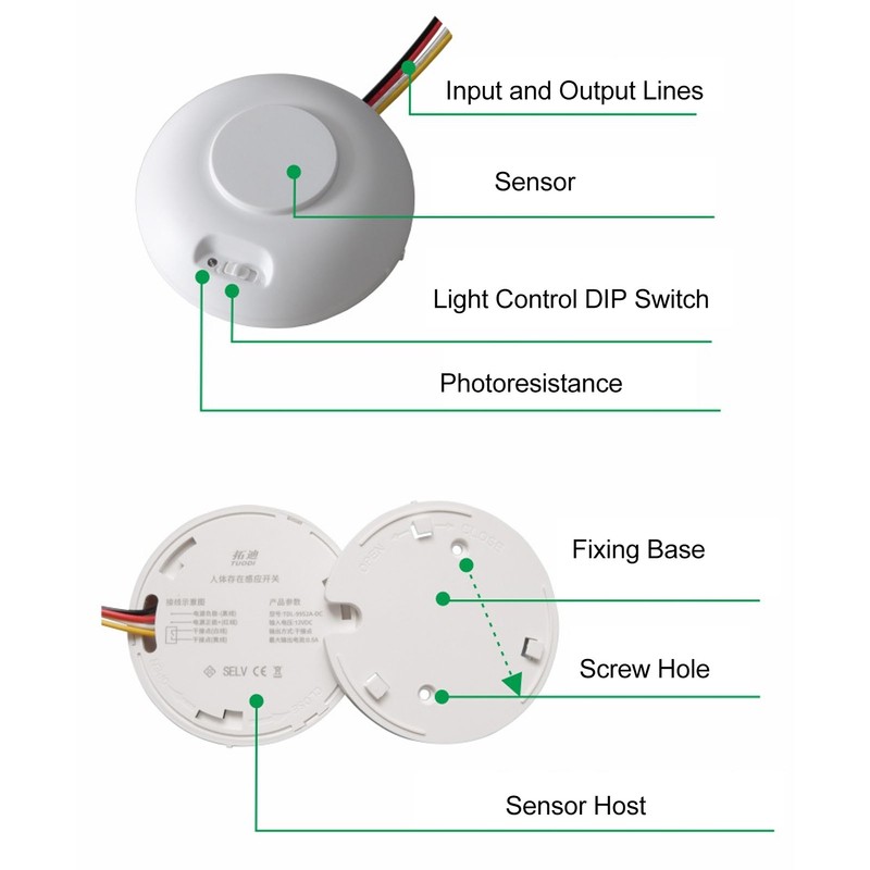 Motion Sensor LED Light Control Switch 15s 30s Delay 180‑240VAC