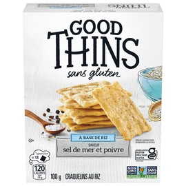 Good Thins, Gluten-Free Rice Crackers, Sea Salt & Pepper Flavour, 100g/3.5oz, (Imported from Canada)
