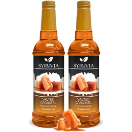 Syruvia Salted Caramel Coffee Syrup – 25.4 fl oz – Syrup for Coffee, Lattes, Shakes, Smoothies, Desserts – 100% Vegan, Gluten Free, Kosher Coffee Syrup, (Pack of 2)