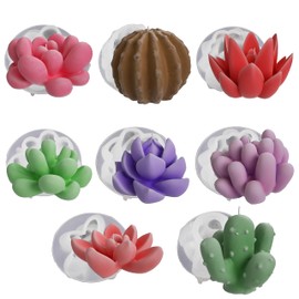 8 Pcs Succulent Candle Mold Succulent Mold Succulent Resin Mold Clay Mold Jewelry Resin Casting Mold Candle Making Molds Craft Supplies 3D Mold Silicone Mold for Resin Casting Mold