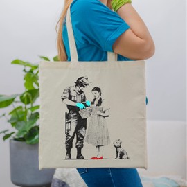 rainUP Tote Bag Banksy - Reusable Cotton Bag - Shoulder Bag (Dorothy)