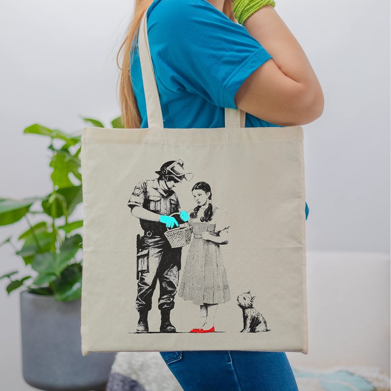 rainUP Tote Bag Banksy - Reusable Cotton Bag - Shoulder