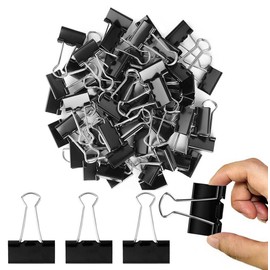 YIRUZWRD Binder Clips Big Paper Clamps 40 PCs 1.6 inches Metal Black Binding Paperwork Clamp Bulk Office Supplies