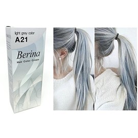 Berina A21 gris luminoso plata Color de tinte permanente de cabello para hombres y mujeres - Estilo Punk