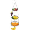 Simple Houseware Adjustable Metal Hanging Fruit Basket, Oblate, Black, 11"